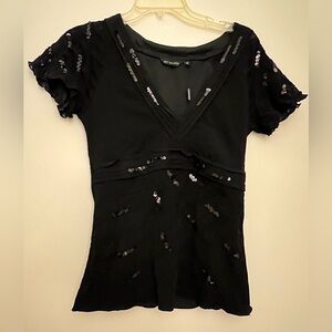 New Women’s Fancy Per Una Black Sequin Embellished Blouse